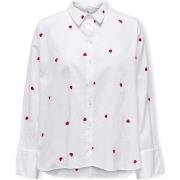 Paita Only  New Lina Grace Shirt L/S - Bright White/Heart  EU L