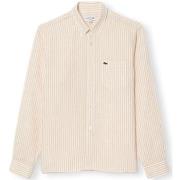 Pitkähihainen paitapusero Lacoste  Regular Fit Linen Shirt - Blanc/Bei...