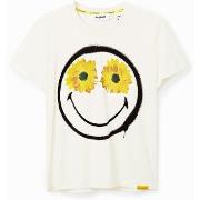 Lyhythihainen t-paita Desigual  TS MARGARITA SMILEY 23SWTKA0  EU XXL