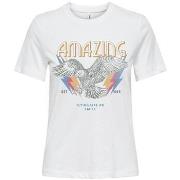 Lyhythihainen t-paita Only  T-shirt  Henny Life Reg blanc  EU S