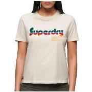 Lyhythihainen t-paita Superdry  T-shirt  Retro Flock à manches courtes...