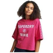 Lyhythihainen t-paita Superdry  T-shirt  Code Core Sport fuchsia  EU M