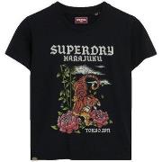Lyhythihainen t-paita Superdry  T-shirt  Tattoo Rhinestone  EU S