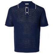 Lyhythihainen poolopaita Selected  Jesse Knit - Ocean Cavern/Birch  EU...