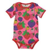 Småfolk Printed Baby Body With Strawberries Pink 74 cm