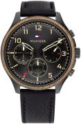 Tommy Hilfiger Miesten kello 1791854 Asher Musta/Nahka Ø44 mm