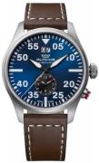 Glycine Miesten kello GL0365 Airpilot Dual Time Sininen/Nahka Ø44 mm