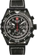 Swiss Alpine Military Miesten kello 7076.9577 Navy Chrono Musta/Nahka