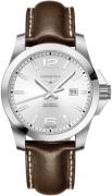 Longines Miesten kello L3.778.4.76.4 Conquest Hopea/Nahka Ø43 mm