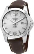 Longines Miesten kello L3.778.4.76.5 Conquest Hopea/Nahka Ø43 mm