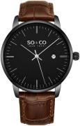 So & Co New York Miesten kello 5521.5 Madison Musta/Nahka Ø40 mm