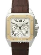 Cartier Miesten kello W20091X7 Santos Santos 100 Hopea/Nahka 38x38 mm