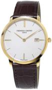 Frederique Constant Miesten kello FC-220V5S5 Slimline Hopea/Nahka