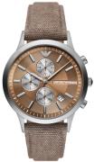 Emporio Armani Miesten kello AR11456 Renato Ruskea/Tekstiili Ø43 mm