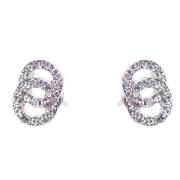 Dazzling Earring Silver Col, Two Circles Joined W Crystals