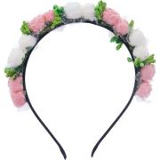 Dazzling Flower Head Band Pink And White