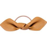 Corinne Leather Bow Big Hair Tie Camel