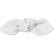Corinne Leather Bow Small On Hair Clip White
