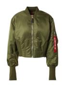 ALPHA INDUSTRIES Välikausitakki 'MA-1'  oliivi / punainen / valkoinen