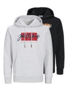 JACK & JONES Collegepaita 'JJTiley'  marine / meleerattu harmaa / puna...