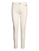 Stretch Trousers With Zip Detail Cream Esprit Casual