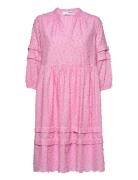 Slfminja 3/4 Broderi Knee Dress G Pink Selected Femme