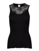 Silk Top Regular W/ Lace Black Rosemunde