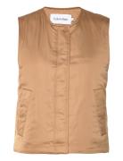 Minimal Padded Satin Vest Beige Calvin Klein