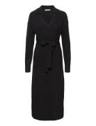 Belted Midi Dress, Wool Blend Black Esprit Casual