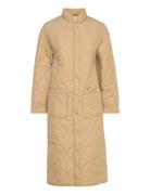 Objline Long Quilted Jacket Beige Object