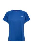 Women Sports T-Shirt With Chest Print Blue ZEBDIA