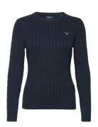 Stretch Cotton Cable C-Neck Navy GANT