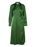 Objsateen Tania Ls Wrap Dress A Div Green Object