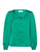 Viellette V-Neck L/S Shirt/Su - Green Vila