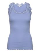 Rwbabette Sl U-Neck Long Lace Top Blue Rosemunde