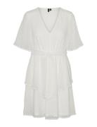 Vmlova Ss Short V-Neck Dress Wvn White Vero Moda