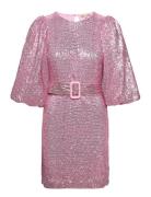 Sequins Puff Sleeve Mini Dress Pink By Ti Mo
