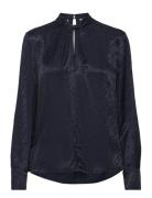 Vis Jacquard Knot Neck Blouse Navy Tommy Hilfiger