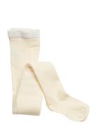 Wool Rib Tights White Mp Denmark