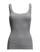 Silk Top W/ Lace Grey Rosemunde