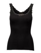 Rwbabette Sl Deep Back Lace Top Black Rosemunde