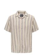 Onstrev Life Reg Struc Stripe Ss Shirt Beige ONLY & SONS