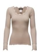 Rwbenita Ls O-Neck Lace T-Shirt Beige Rosemunde