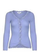 Silk Cardigan W/ Lace Blue Rosemunde