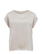 Viellette S/S Satin Top - Noos Cream Vila