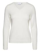 Viril V-Neck L/S Knit Top - Noos White Vila