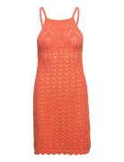 Halter-Neck Knitted Dress Orange Mango