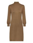 Mersin Highneck Knit Dress Brown Minus