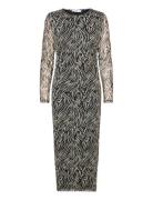 Animal-Print Midi-Dress Black Mango