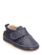 Luxury Leather Slippers Navy Melton